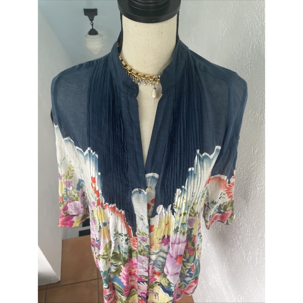 STUNNING FUNKY PEOPLE FLORAL BLOUSE ANTHROPOLOGIE SMALL In 100% Cotton - Picture 3 of 6